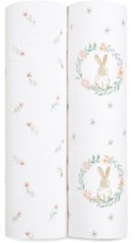 Aden + Anais Esse  Bomullsmuslin Swaddlers 2-Pack|Blushing bunnies