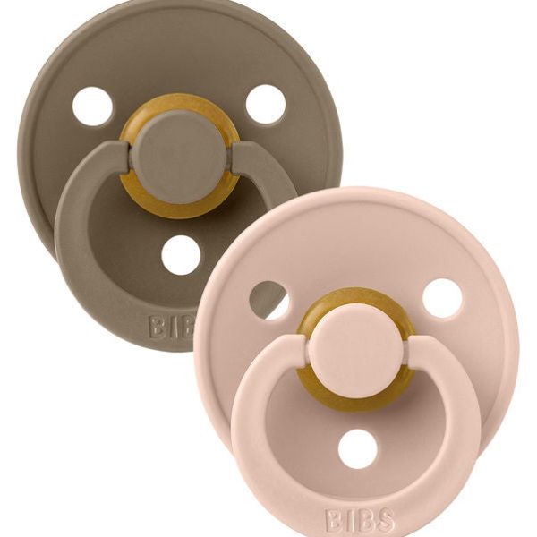 BIBS Colour Napp 2-pack Latex Stl 1 Rund|Dark Oak/Blush