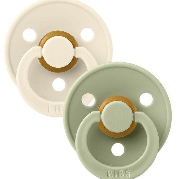 BIBS Colour Napp 2-pack Latex Stl 1 Rund|Ivory/Sage