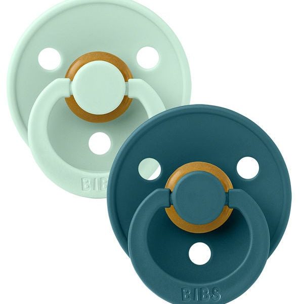 BIBS Colour Napp 2-pack Latex Stl 2 Rund|Nordic Mint/Forest Lake