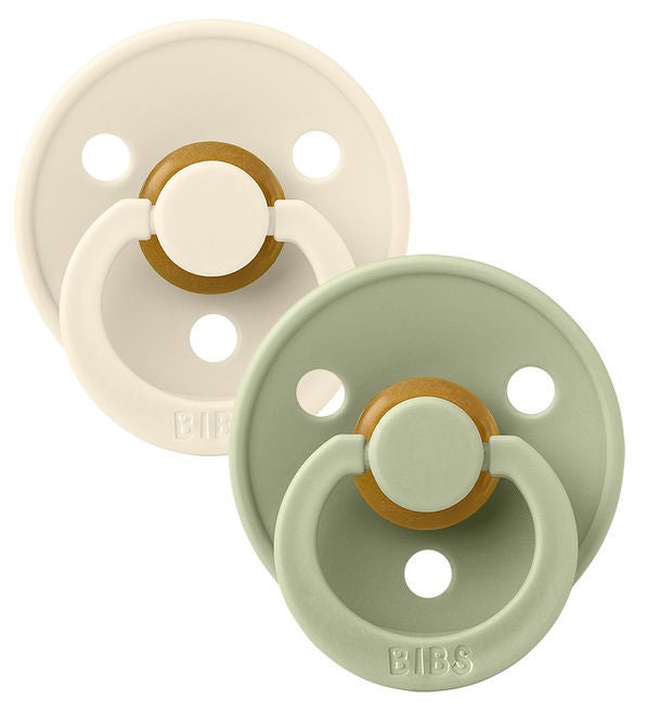 BIBS Colour Napp 2-pack Latex Stl 3 Rund|Ivory/Sage