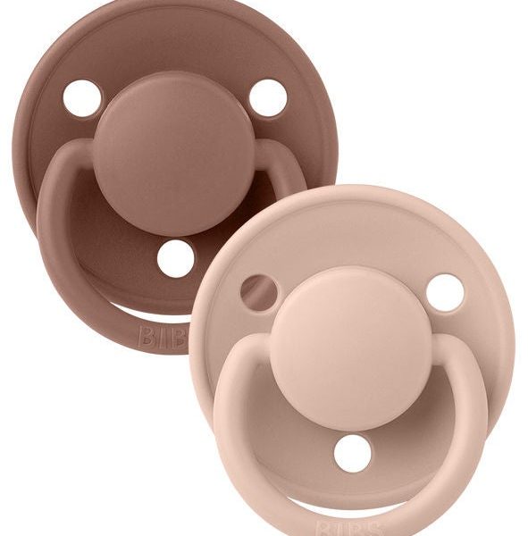 BIBS De Lux Napp 2-pack Silikon One Size Rund|Woodchuck/Blush