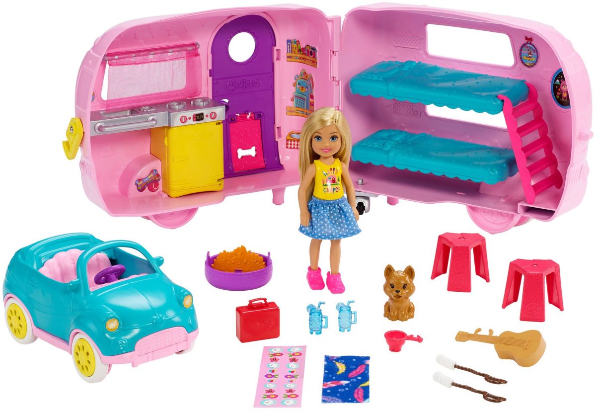 Barbie Club Chelsea Docka With Camper &  Accessories|