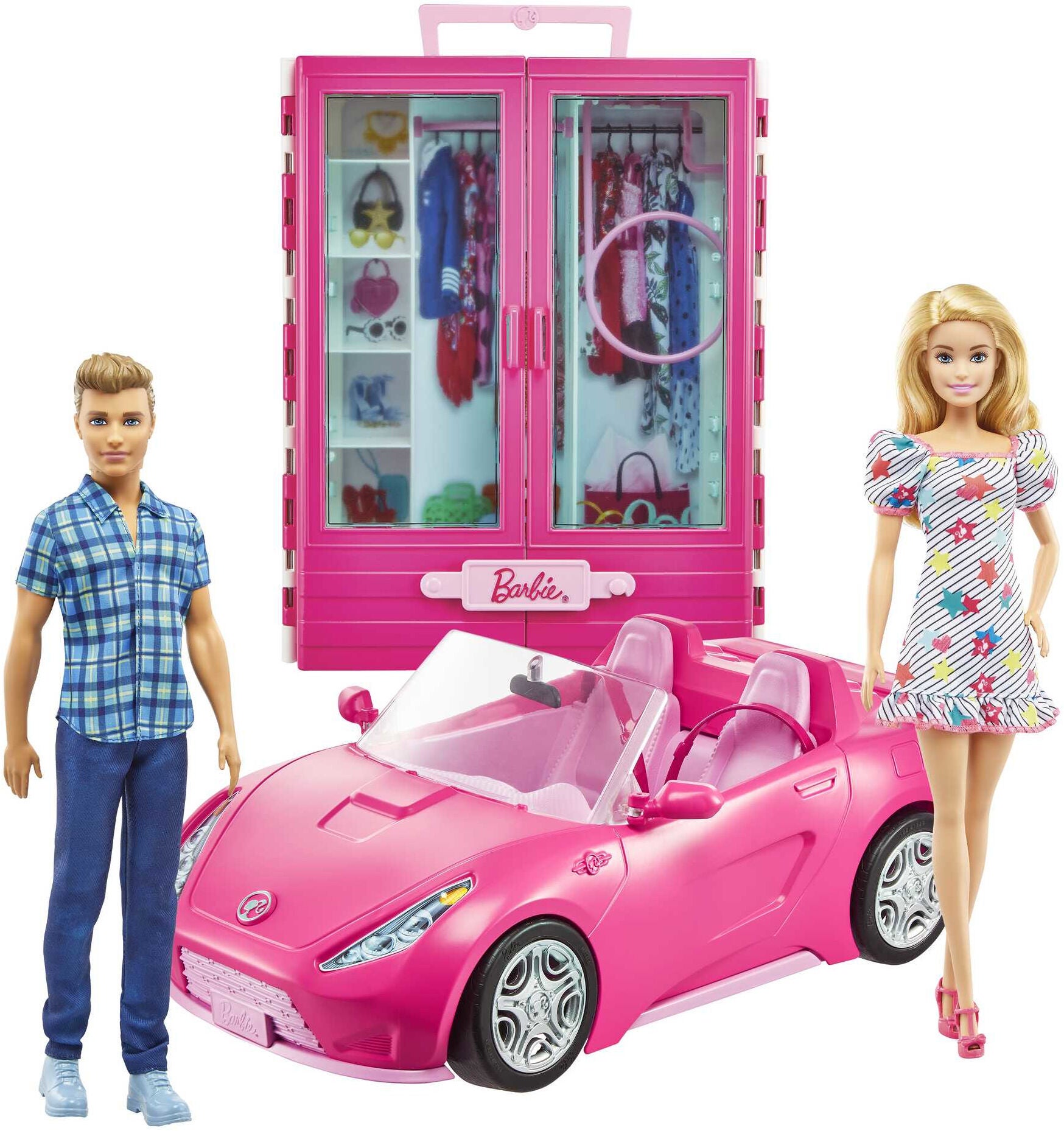 Barbie Docka Med Bil Och Garderob|