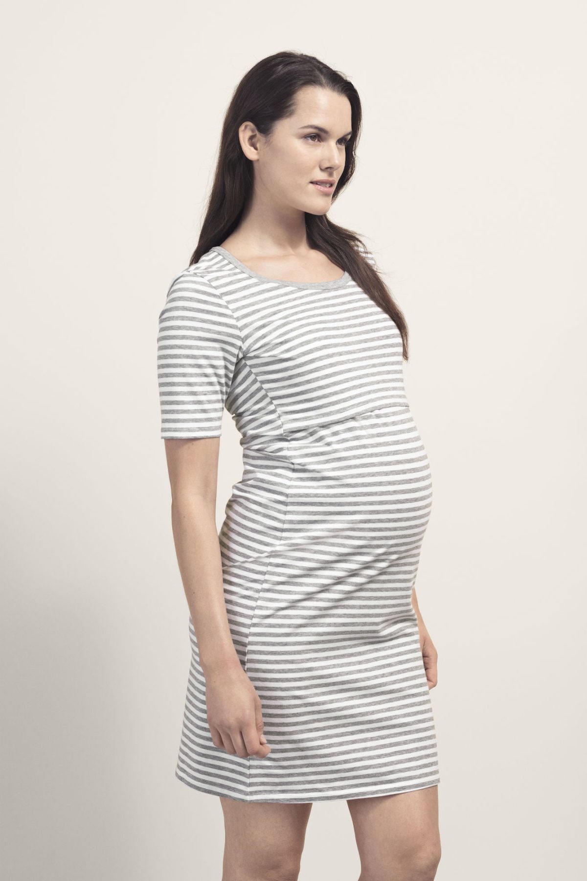 Boob Gravid- &  Amningsnattlinne|White/Grey Melange M