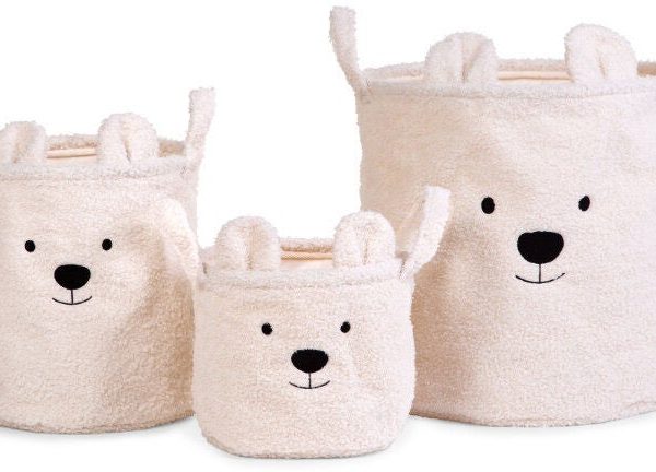 Childhome Förvaringskorg 3-pack Teddy|Naturvit