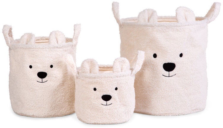 Childhome Förvaringskorg 3-pack Teddy|Naturvit