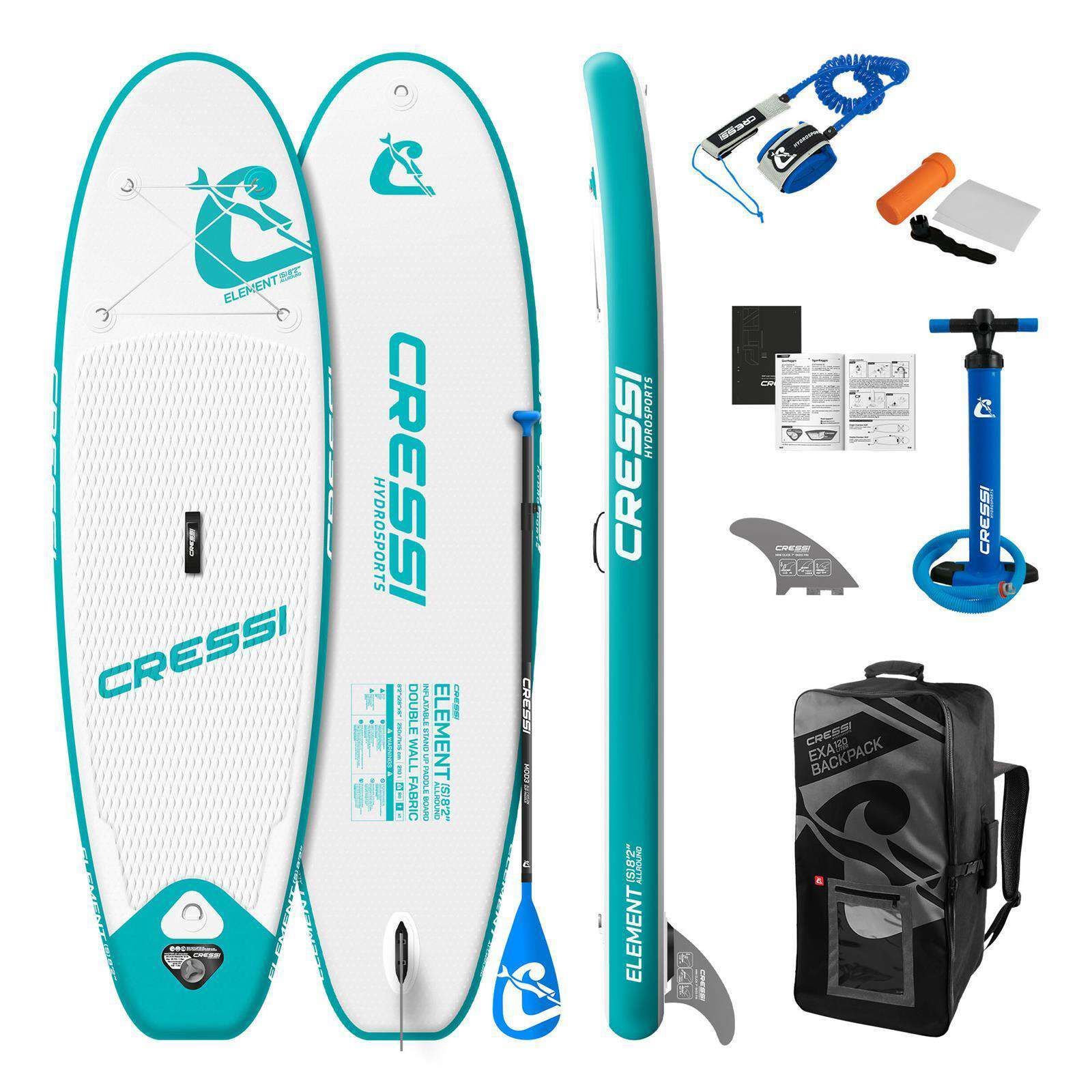 Cressi Element Small All Around ISup Set 8'2|Vit/Aquamarine