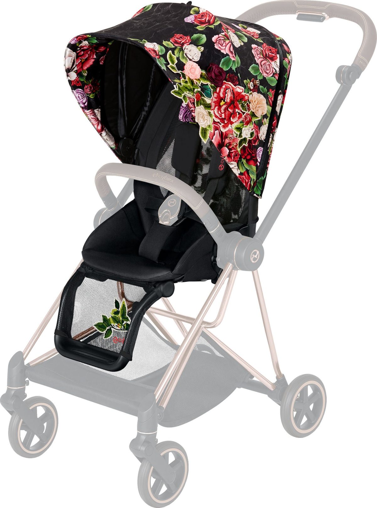 Cybex Mios Sittvagn|Chrome Black/Spring Blossom Dark