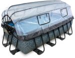 EXIT Stone Pool 400x200x100cm with Sand filter pump and dome|Gray