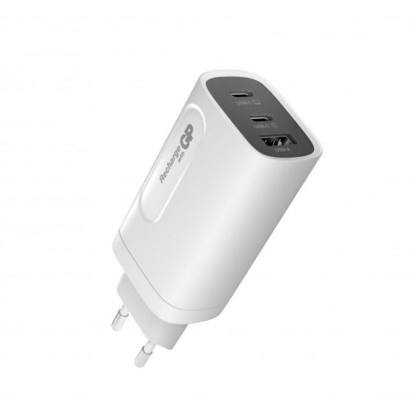 GP Batterier GaN Laddare 2 USB-C 1 USB-A 65W PD|