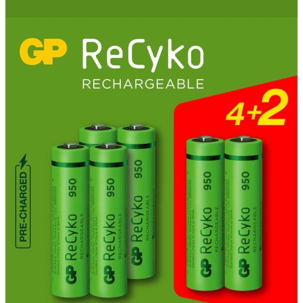 GP Batterier Recyko 4+2 AAA Laddningsbara Batterier