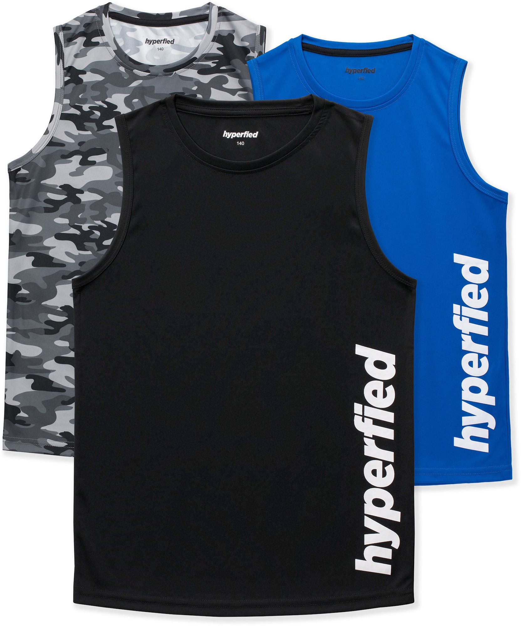 Hyperfied Bounce Tank Top 3-pack|Black/Camo Black/Blue 160