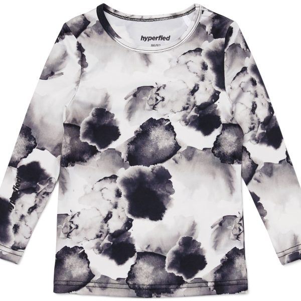 Hyperfied Long Sleeve Logo Top|Black/Grey Watercolor 134-140