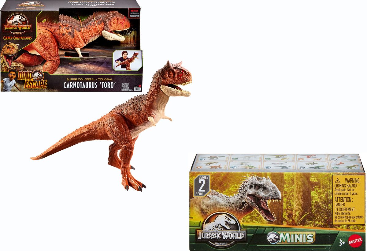 Jurassic World Super Colossal Carnotaurus med Minidinosaurier