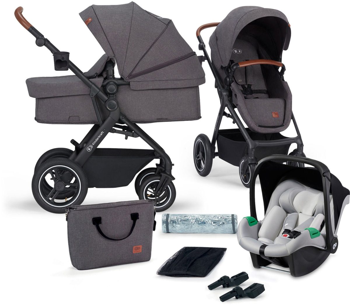 Kinderkraft Multifunctional 3-in-1 B-Tour Mink Pro Duovagn|Dark Grey