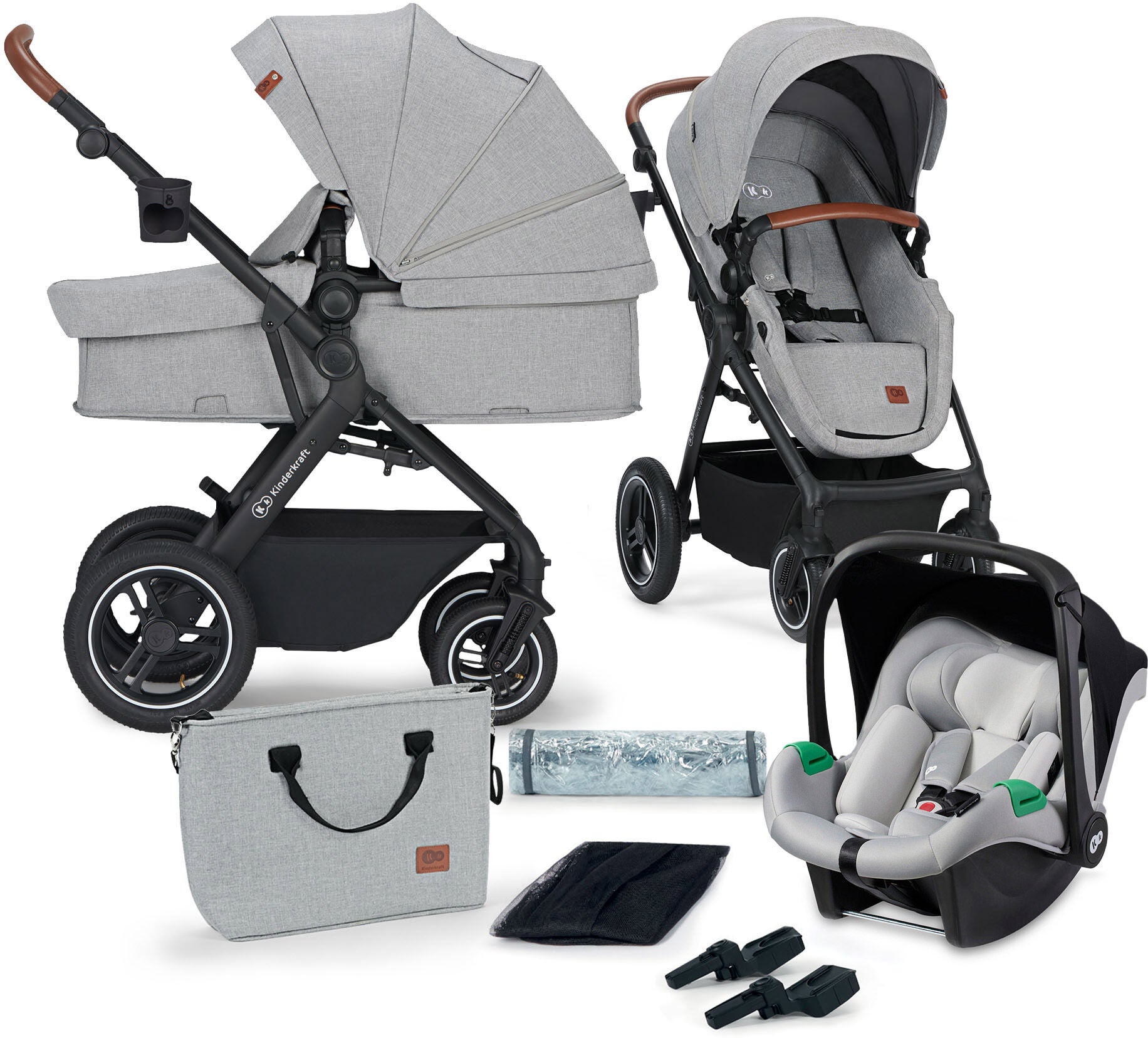 Kinderkraft Multifunctional 3-in-1 B-Tour Mink Pro Duovagn|Light Grey