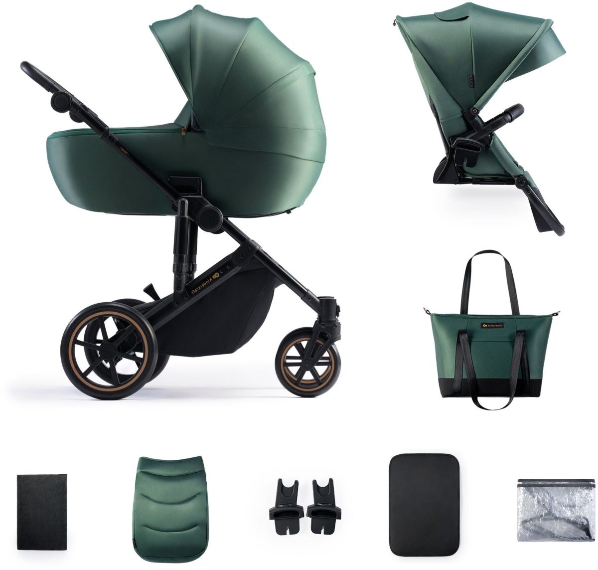 Kinderkraft Prime 2 2-in-1 Duovagn|Dark Green