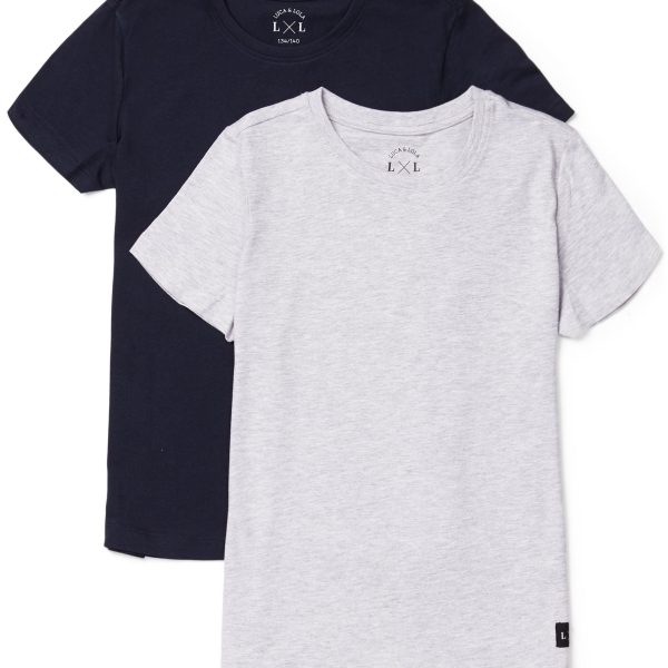 Luca &  Lola Adelmo T-Shirt 2-pack|Grey Melange/Navy 146-152