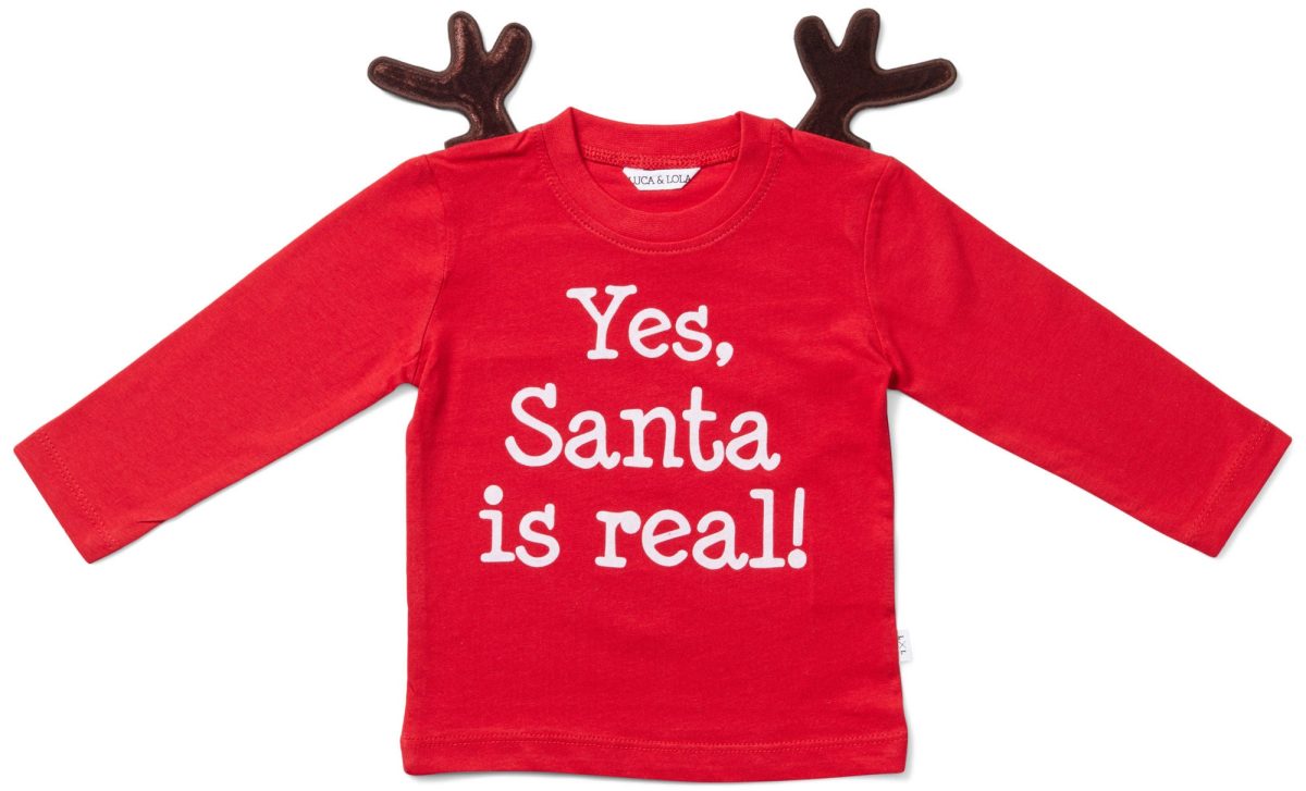 Luca &  Lola Baby Långärmad t-shirt Santa Is Real Deer|Red 56