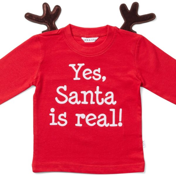 Luca &  Lola Baby Långärmad t-shirt Santa Is Real Deer|Red 56