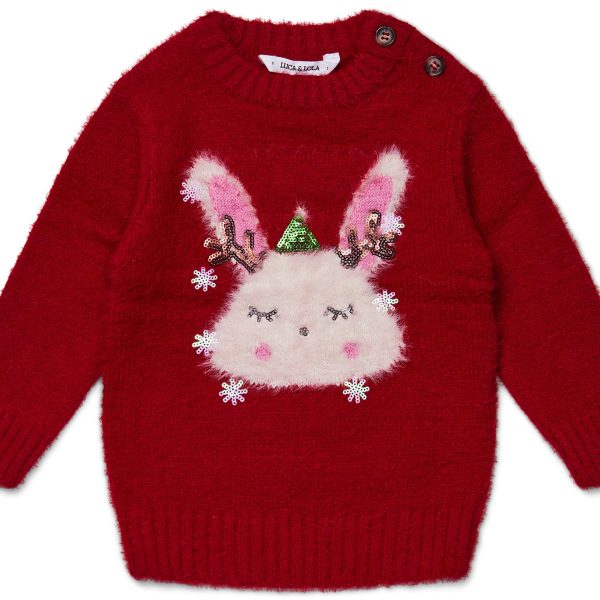 Luca &  Lola Baby Tröja Winter Bunny|Red 74