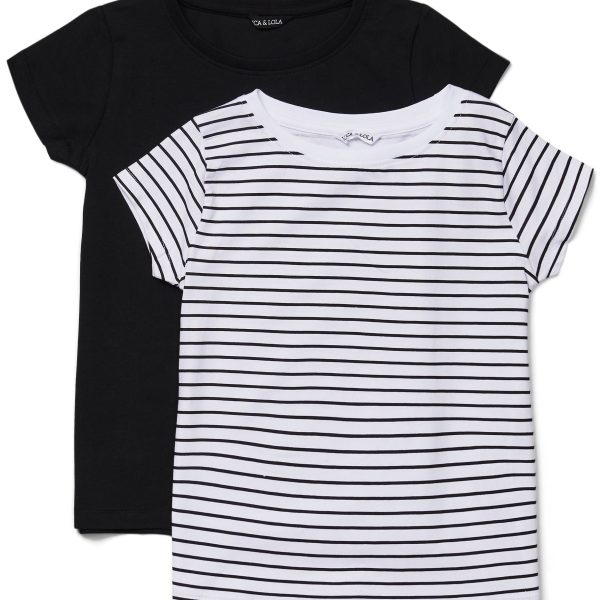 Luca &  Lola Fanny Topp 2-pack|Black/Stripes 134-140