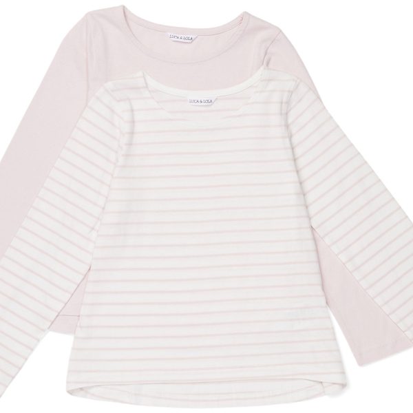 Luca &  Lola Maddelena Långärmad Topp 2-pack|Pink/Stripes 110-116