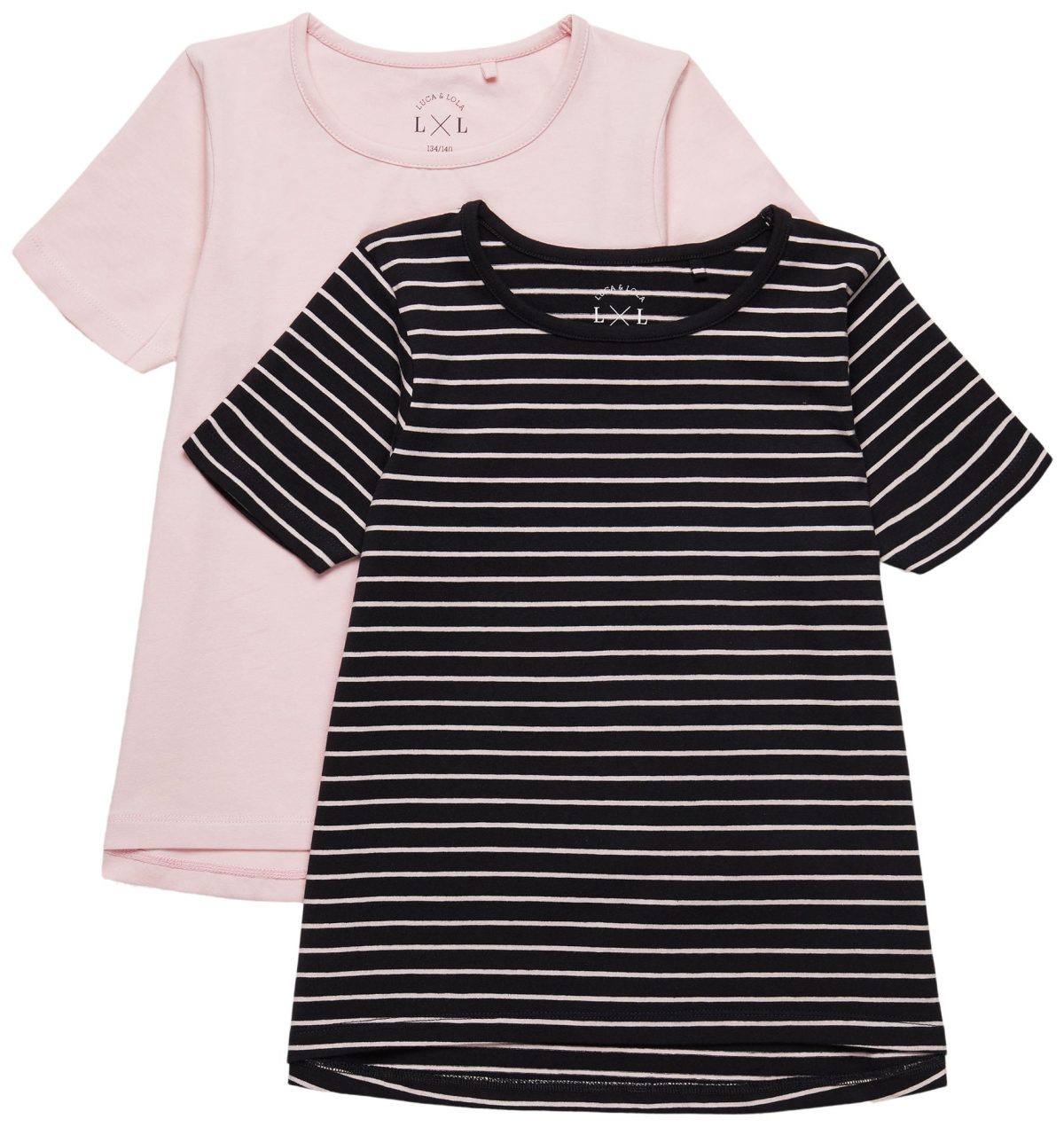 Luca &  Lola Malena Topp 2-pack|Black/Pink Stripes 122-128