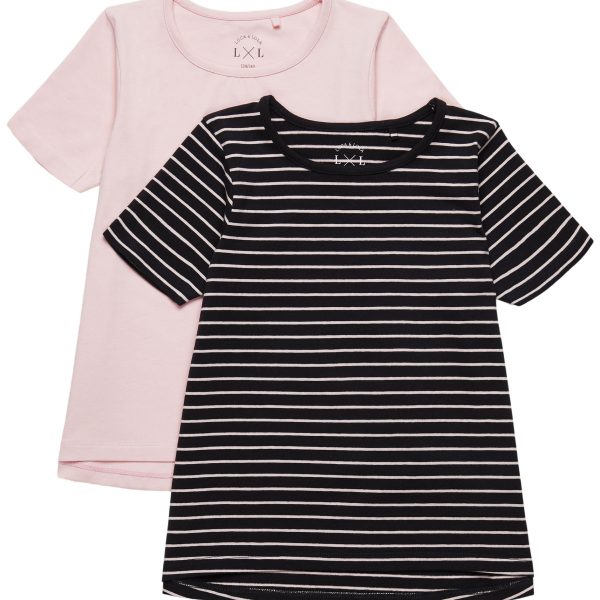 Luca &  Lola Malena Topp 2-pack|Black/Pink Stripes 122-128