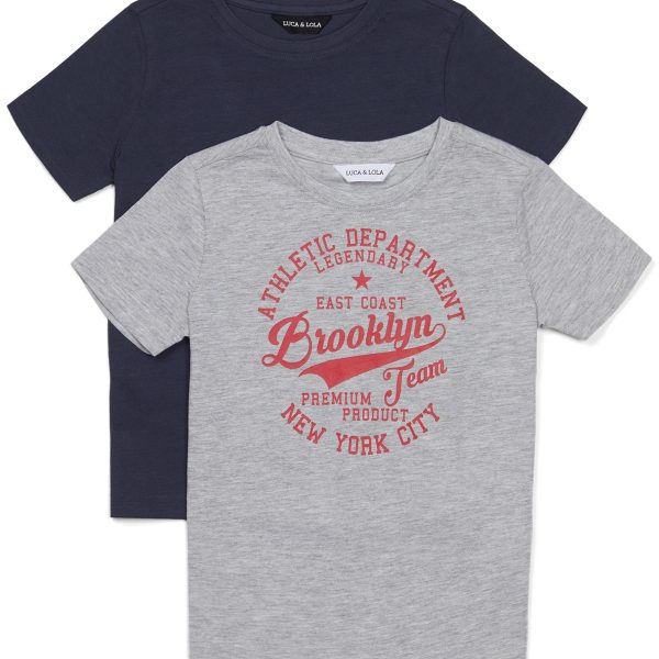 Luca &  Lola Paulo T-Shirt 2-pack|Grey Melange/Navy 110-116
