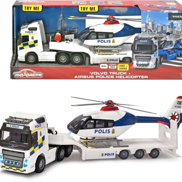 Majorette Grand Series Volvo FH-16 Svensk Polisbil med Helikopter|