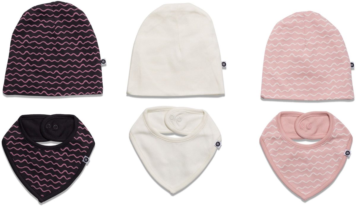 MiniMys Mössa &  Bib 6-Pack Yarn|Silver Pink 68-74