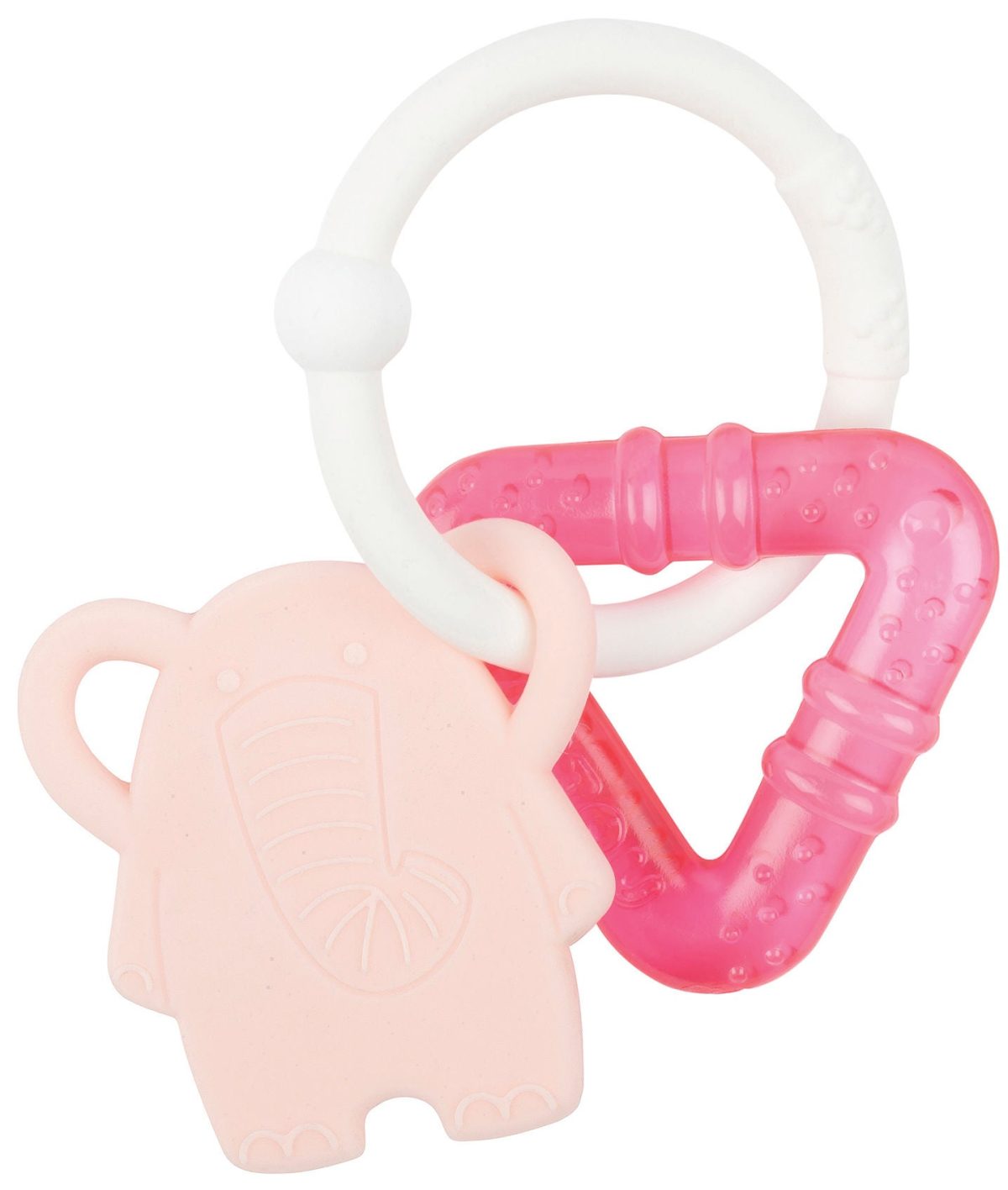 Nattou Soft Silicone Bitring Elefant med kyldel|Rosa