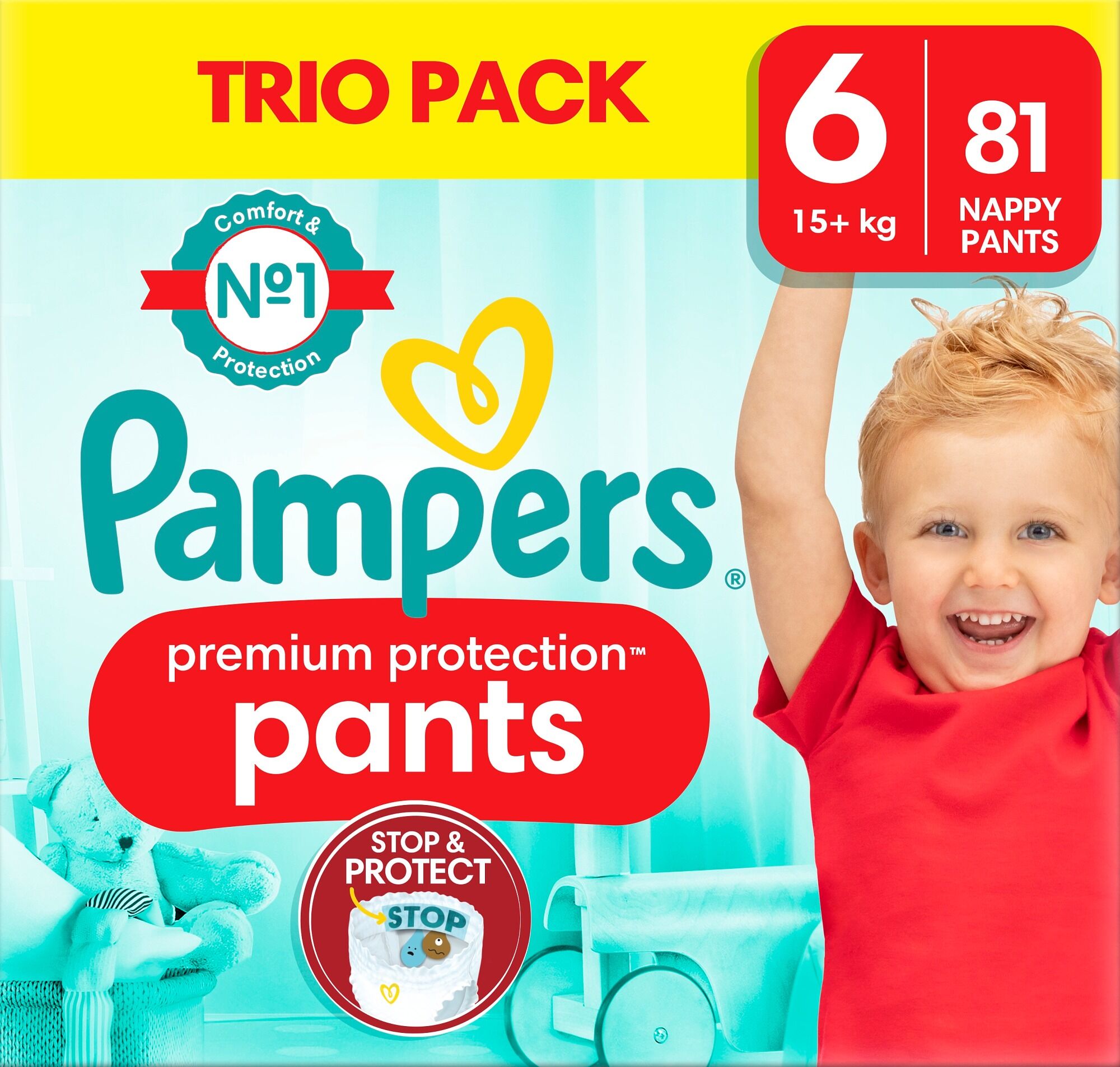 Pampers Premium Protection Pants Blöjor Stl 6 15+ kg 81-pack