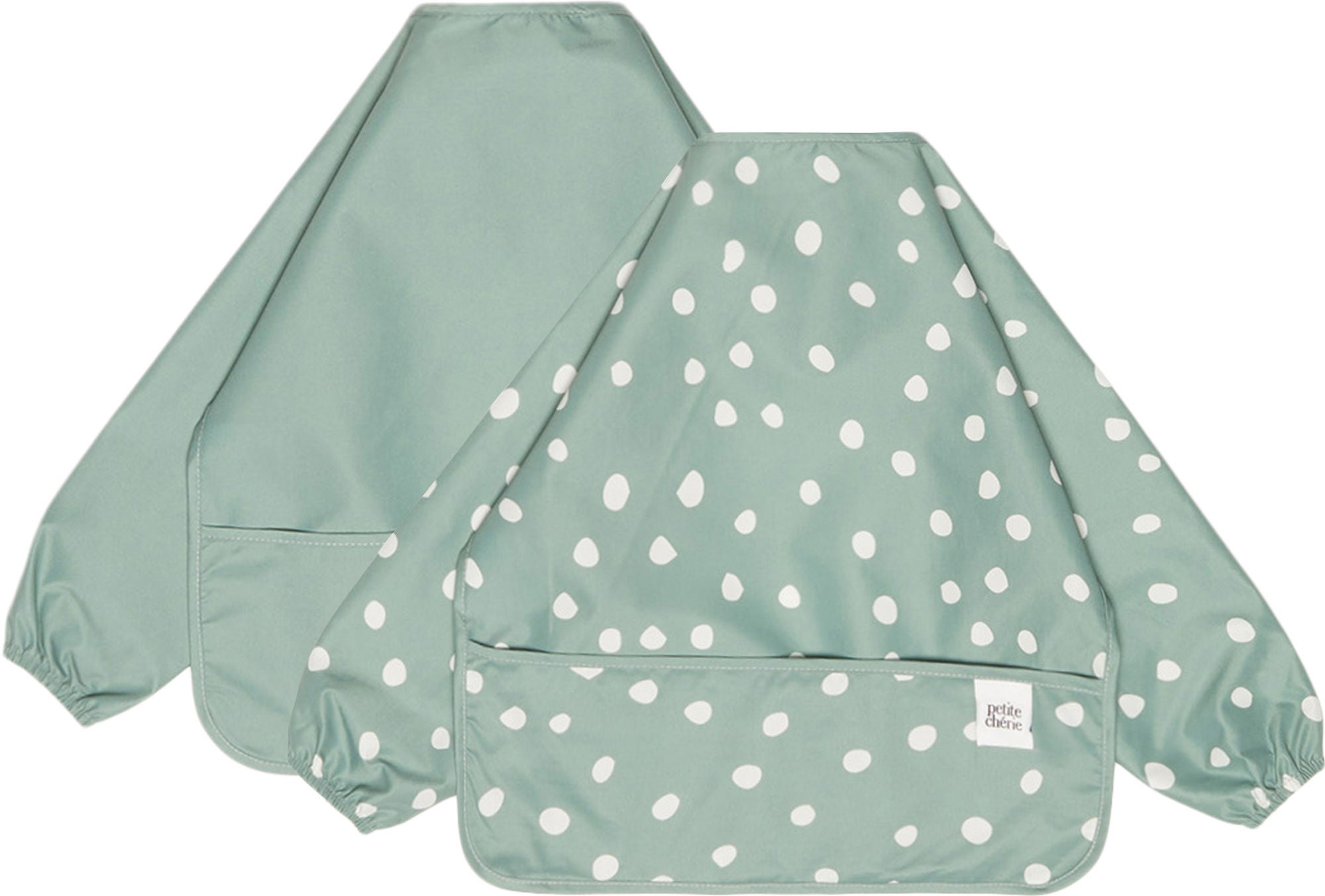 Petite Chérie Bib Long Sleeve 2-pack Haklapp|Smoke Green