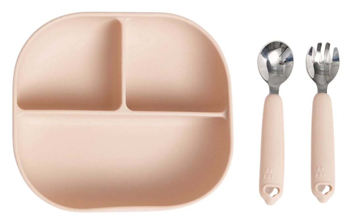 Petite Chérie Lyle Tallrik med Sugpropp inkl. Bestick Silikon|Dusty Pink