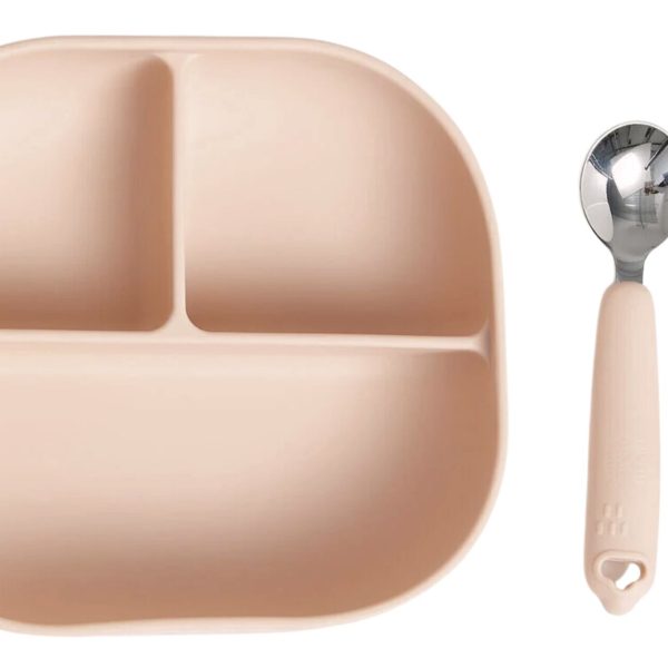 Petite Chérie Lyle Tallrik med Sugpropp inkl. Bestick Silikon|Dusty Pink