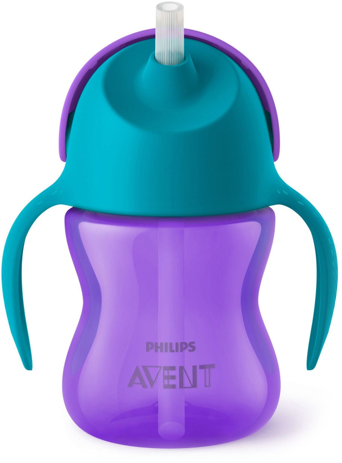 Philips Avent Sugrörsmugg med Handtag 200ml|Lila/Turkos