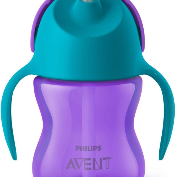 Philips Avent Sugrörsmugg med Handtag 200ml|Lila/Turkos