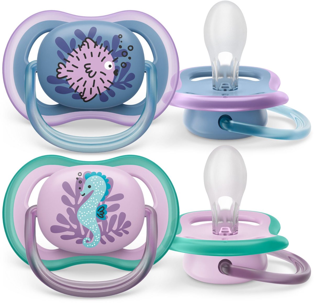 Philips Avent Ultra Air Deco Napp 2-Pack 6-18m|Blå/Lila