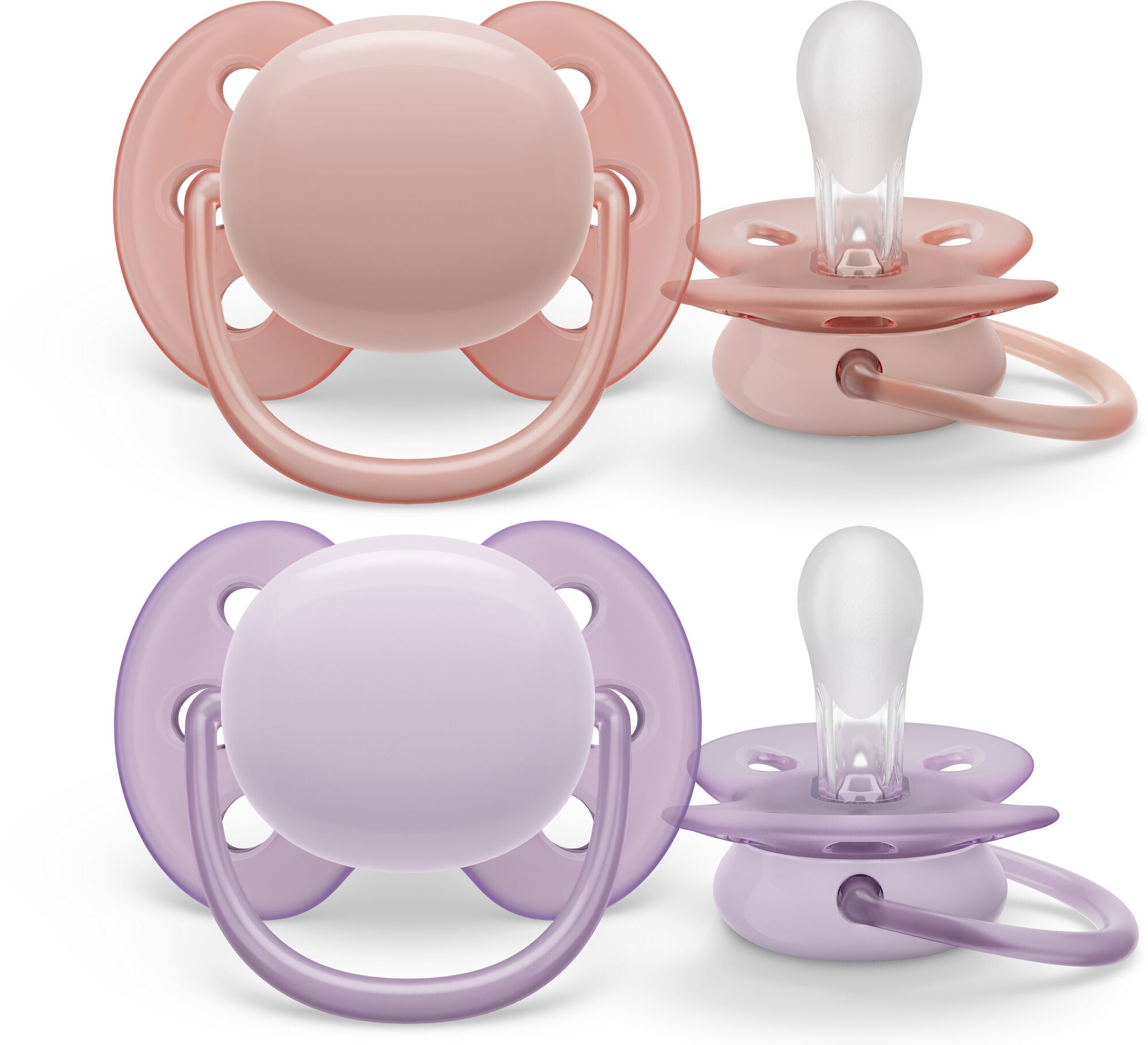 Philips Avent Ultra Soft Napp 0-6m 2-Pack|Rosa/Lila