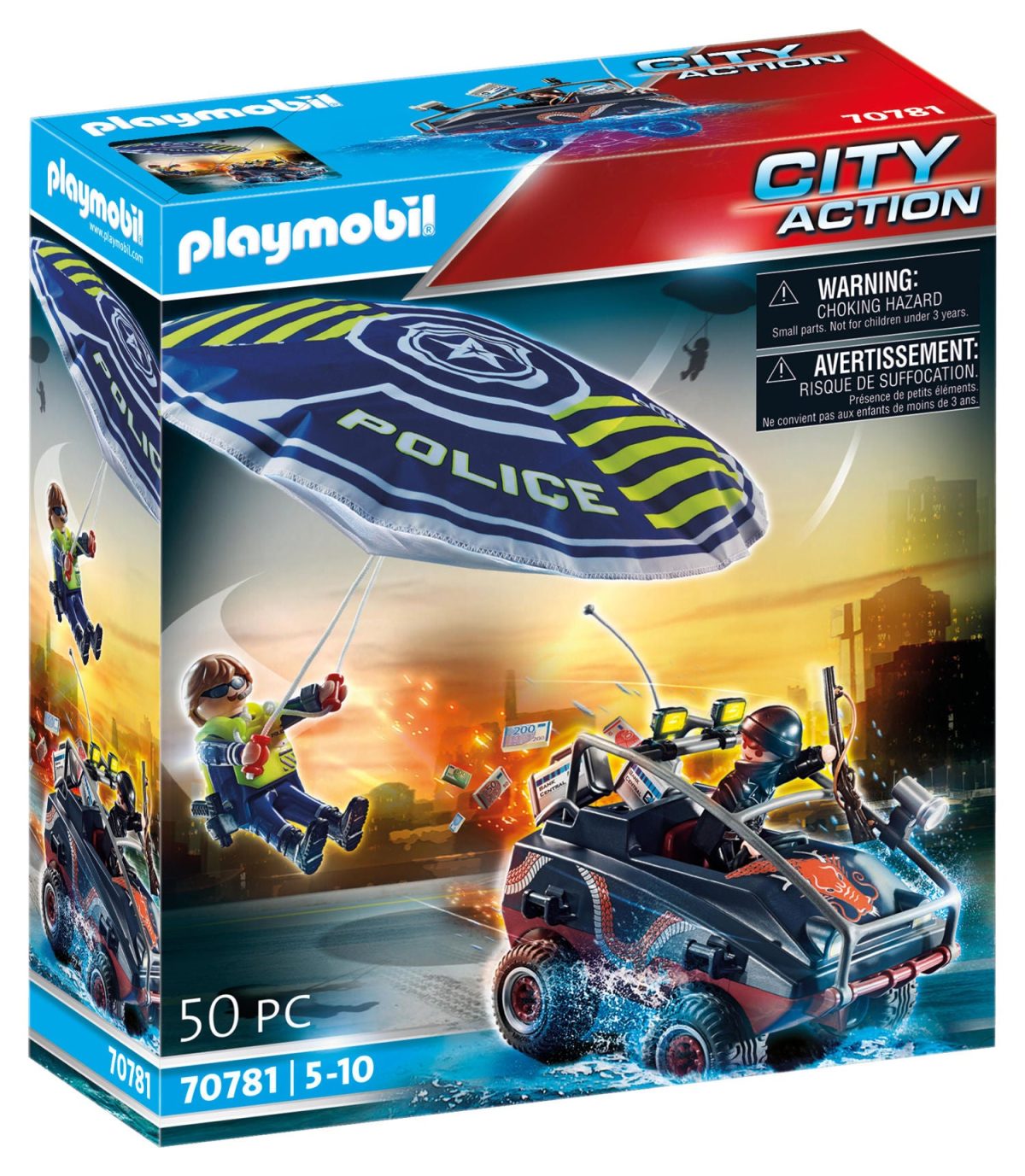 Playmobil 70781 City Action Polisen Fallskärm med Amfibiefordon|