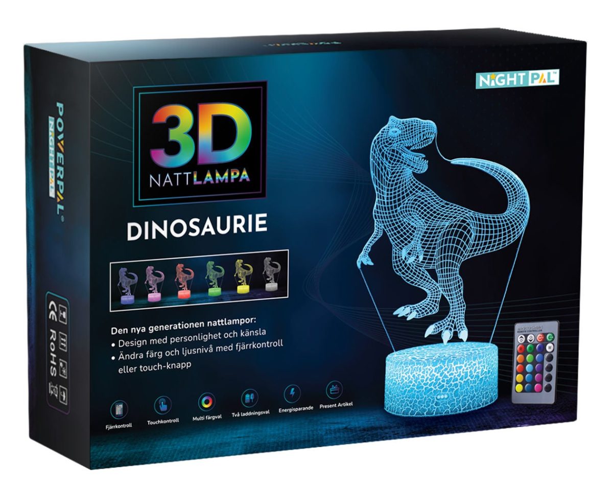 Powerpal 3D-Nattlampa|Dinousarie T-Rex