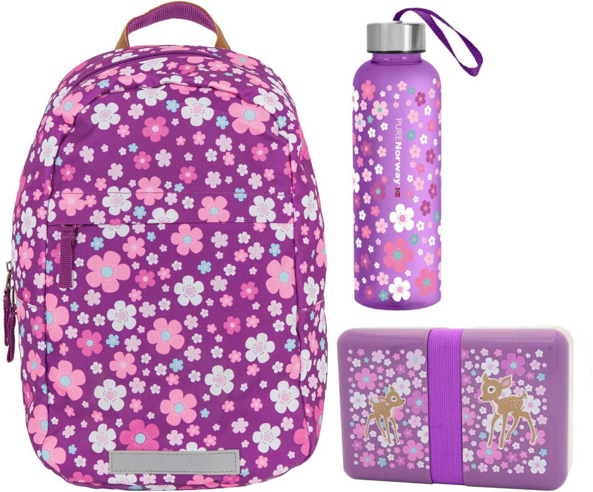 Pure Norway Ryggsäck Blomster Skolstarts Kitt|Lila