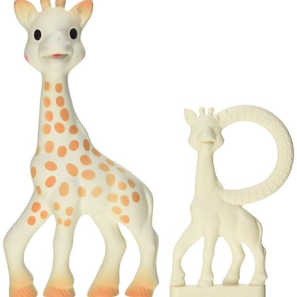 Sophie la Girafe presentask med giraff och bitring|