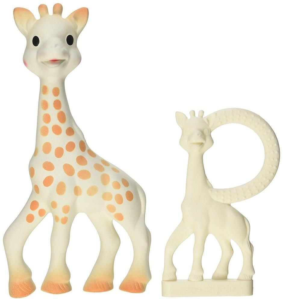 Sophie la Girafe presentask med giraff och bitring|