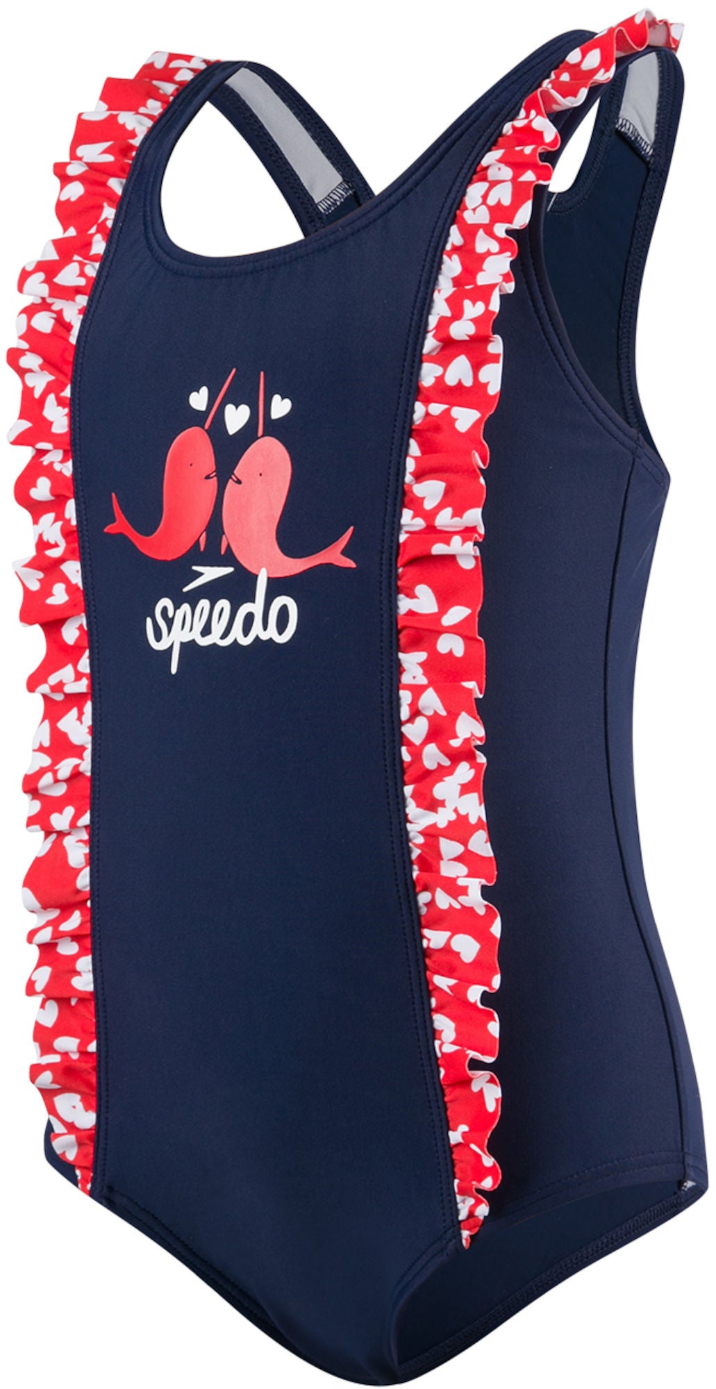 Speedo Spashmaster Frill Baddräkt|Navy/Red 104