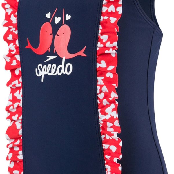 Speedo Spashmaster Frill Baddräkt|Navy/Red 92