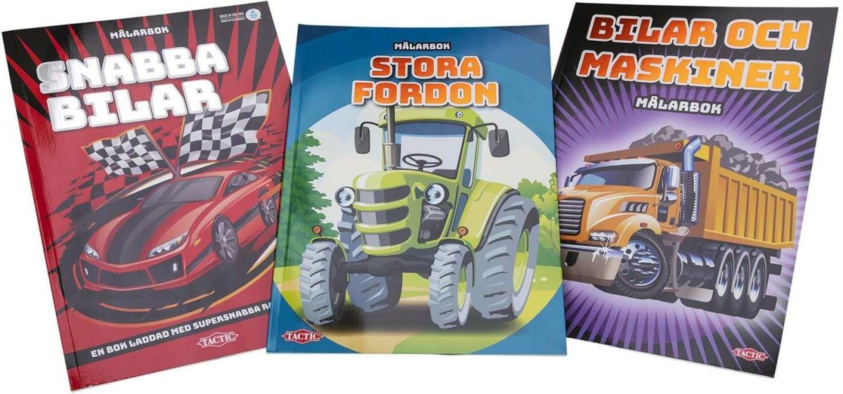 Tactic Målarböcker Fordon 3-pack|